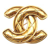 Chanel Gold Plated CC Quilted Brooch Secondhand