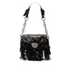 Prada Vitello Shine Fringe Studded Flap Hobo Secondhand