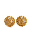 Chanel Gold Plated Studded CC Pearl Clip On Earrings Secondhand