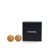 Chanel Gold Plated Studded CC Pearl Clip On Earrings Secondhand