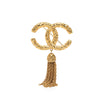 Chanel Gold Plated CC Logo Tassel Lava Fringe Brooch Secondhand