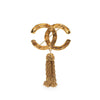 Chanel Gold Plated CC Logo Tassel Lava Fringe Brooch Secondhand