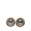 Chanel CC Brass Enamel Gold Plated Round Clip On Earrings Secondhand