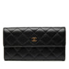 Secondhand Chanel CC Quilted Caviar Flap Long Wallet