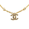 Chanel Gold Plated CC Rhinestones Pendant Necklace Secondhand