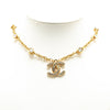 Chanel Gold Plated CC Rhinestones Pendant Necklace Secondhand