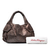 Ferragamo Metallic Leather Perforated Gancini Hobo Bag Secondhand