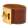 Hermès Barenia and Gold Plated Kelly Dog Bracelet Secondhand