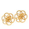 Chanel CC Gold Plated Flower Hoop Clip On Earrings Secondhand