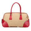 Prada Cinghiale Trimmed Canvas Canapa Bauletto Bag Secondhand