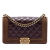 Chanel Old Medium Nubuck Trimmed Quilted Aged Calfskin Boy Flap Secondhand
