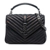 Secondhand Saint Laurent Medium Chevron Sheepskin Monogram College Satchel