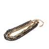 Chanel Gold Plated and Ruthenium Plated CC Crystal Split Double Chain Choker Necklace Secondhand