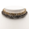 Chanel Gold Plated and Ruthenium Plated CC Crystal Split Double Chain Choker Necklace Secondhand