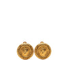 Chanel Gold Plated Coco Profile Round Clip On Earrings Secondhand