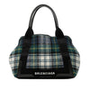 Balenciaga Plaid Wool Navy Cabas S Secondhand