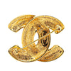 Chanel Gold Plated CC Quilted Brooch Secondhand
