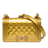 Chanel Small Quilted Metallic Patent Boy Flap Secondhand
