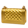 Chanel Small Quilted Metallic Patent Boy Flap Secondhand