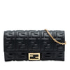 Fendi Zucca Embossed Nappa Baguette Continental Wallet With Chain Secondhand