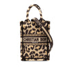 Dior Mizza Mini Embroidered Canvas Leopard Vertical Book Tote Secondhand