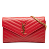 Saint Laurent Grain De Poudre Chevron Monogram Envelope Wallet on Chain Secondhand