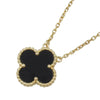 Van Cleef and Arpels 18K Yellow Gold and Onyx Vintage Alhambra Pendant Necklace Secondhand