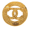 Chanel Gold Plated Round Rope CC Brooch Secondhand