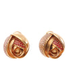 Dior Gold Plated Rhinestone Rose Push Back Earrings Secondhand