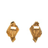 Chanel Gold Plated Logo Diamond Clip On Earrings Secondhand
