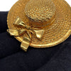Chanel Gold Plated Straw Hat Brooch Secondhand