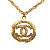 Chanel CC Gold Plated Round Pendant Necklace Secondhand