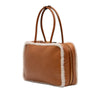 Miu Miu Large Shearling Trimmed Calfskin Logo Beau Shoulder Bag Secondhand