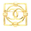 Chanel Gold Plated CC Square Brooch Secondhand