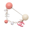 Chanel Silver Plated Resin CC Charm Pin Brooch Secondhand