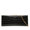 Saint Laurent Croc Embossed Patent Midnight Clutch on Chain Secondhand