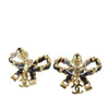 Chanel CC Leather Woven Gold Plated Bow Earrings Secondhand