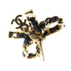 Chanel CC Leather Woven Gold Plated Bow Earrings Secondhand