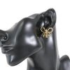 Chanel CC Leather Woven Gold Plated Bow Earrings Secondhand