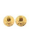 Chanel Gold Plated CC Round Clip on Earrings Secondhand