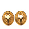 Chanel Gold Plated CC Oval Clip on Earrings Secondhand