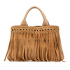 Prada Canvas and Suede Fringed Canapa Handbag Secondhand