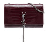 Saint Laurent Medium Croc Embossed Leather Monogram Kate Tassel Crossbody Secondhand
