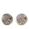 Chanel CC Resin Holographic Camellia Round Clip On Earrings Secondhand