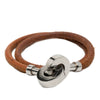Hermès Palladium Plated and Leather Lancelot Double Tour Bracelet Secondhand