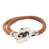 Hermès Palladium Plated and Leather Lancelot Double Tour Bracelet Secondhand