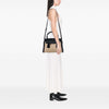 Prada Bicolor Saffiano Cuir Trimmed Canvas Satchel Secondhand