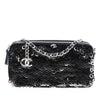 Secondhand Chanel CC Calfskin and Sequin Double Zip Wallet on Chain