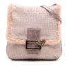 Secondhand Fendi Zucchino Metallic Canvas and Shearling Crossbody