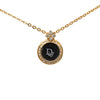 Dior Gold Plated Enamel Strass Logo Pendant Necklace Secondhand